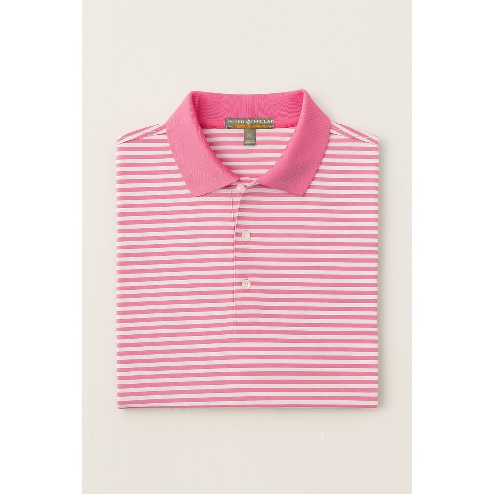 Peter Millar Pink/White Summer Comfort Competition Stripe Polo Size XL 🏌️‍♂️🩷⛳ - Picture 3 of 16